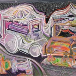 Enterrement en première classe - Acrylique sur toile 35 x 25 cm - 1990