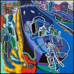 Les scaphandriers à Venise - Acrylique sur toile - 95 x 110 cm - 1993